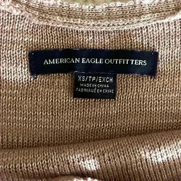 American Eagle Pink Heathered Cold Shoulder Fit And Flare Cropped Top Size XS - Picture 9 of 9